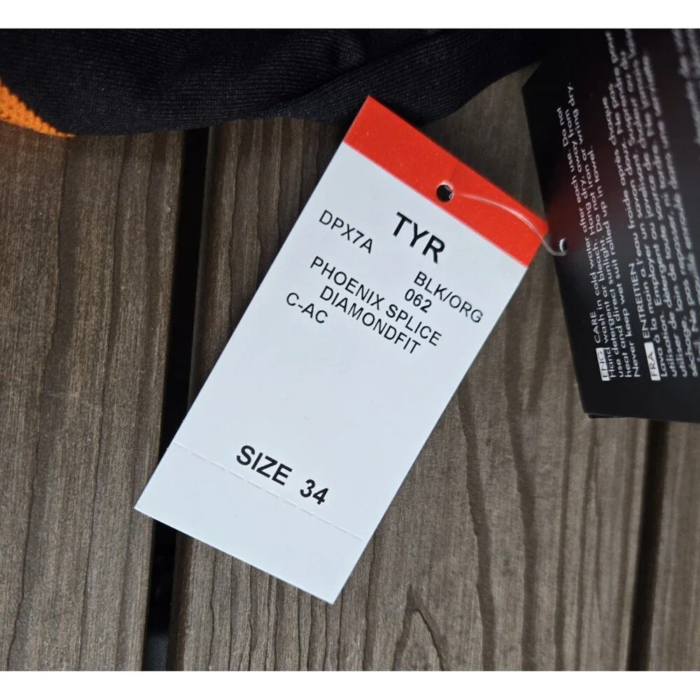 TYR Women’s Phoenix Splice Orange/black DiamondFit One Piece Swimsuit Sz 34 New